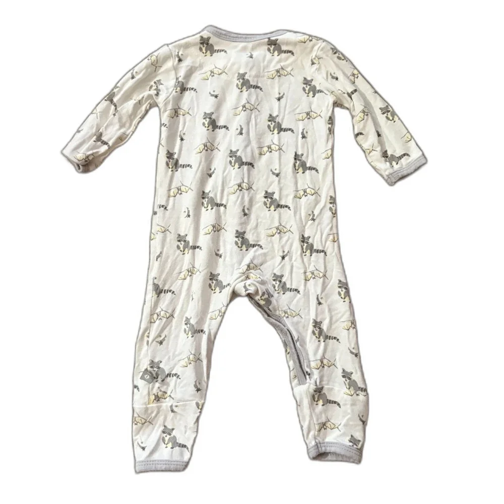 Kyte Baby Bamboo Snap Footie Sleeper White Nocturnal Animal Print Size‎ Newborn